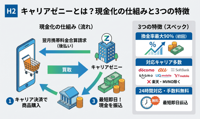 キャリアゼニーとは?現金化の仕組みと3つの特徴