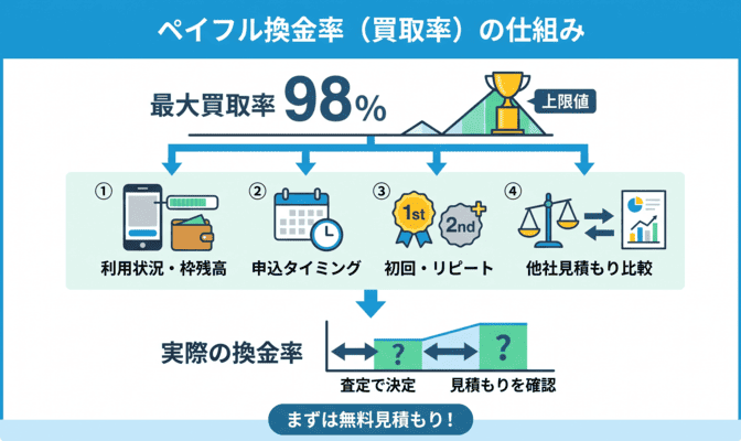 ペイフルの換金率は最大98%？実際の目安と決まり方