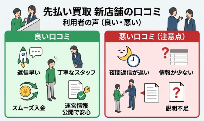 先払い買取の新店舗を利用した人の口コミ