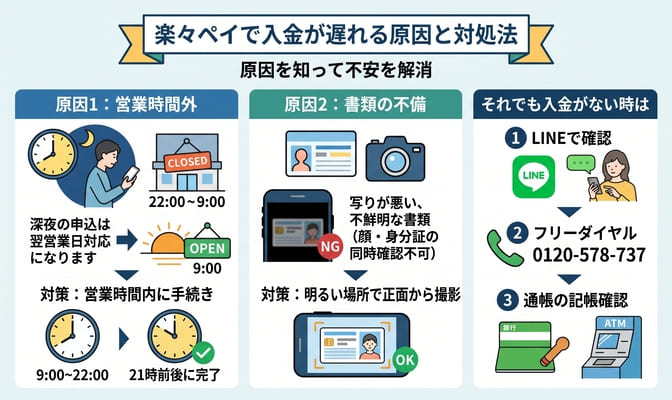 楽々ペイで振り込まれない原因と対処法を解説